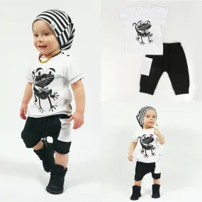 2pcs Baby Clothes Toddler Kids Boys Girls Frog Pattern T-shirt TopsShorts Pants Children Outfits Clothing Sets SM6