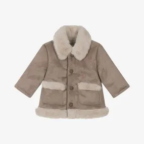 Beige Faux Suede Baby Coat