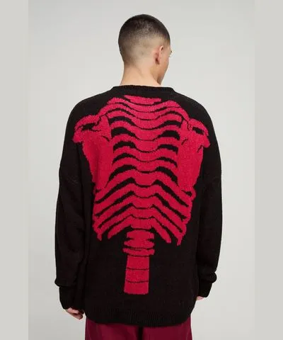 boohooMAN Mens Oversized Boucle Knit Skeleton Sweater