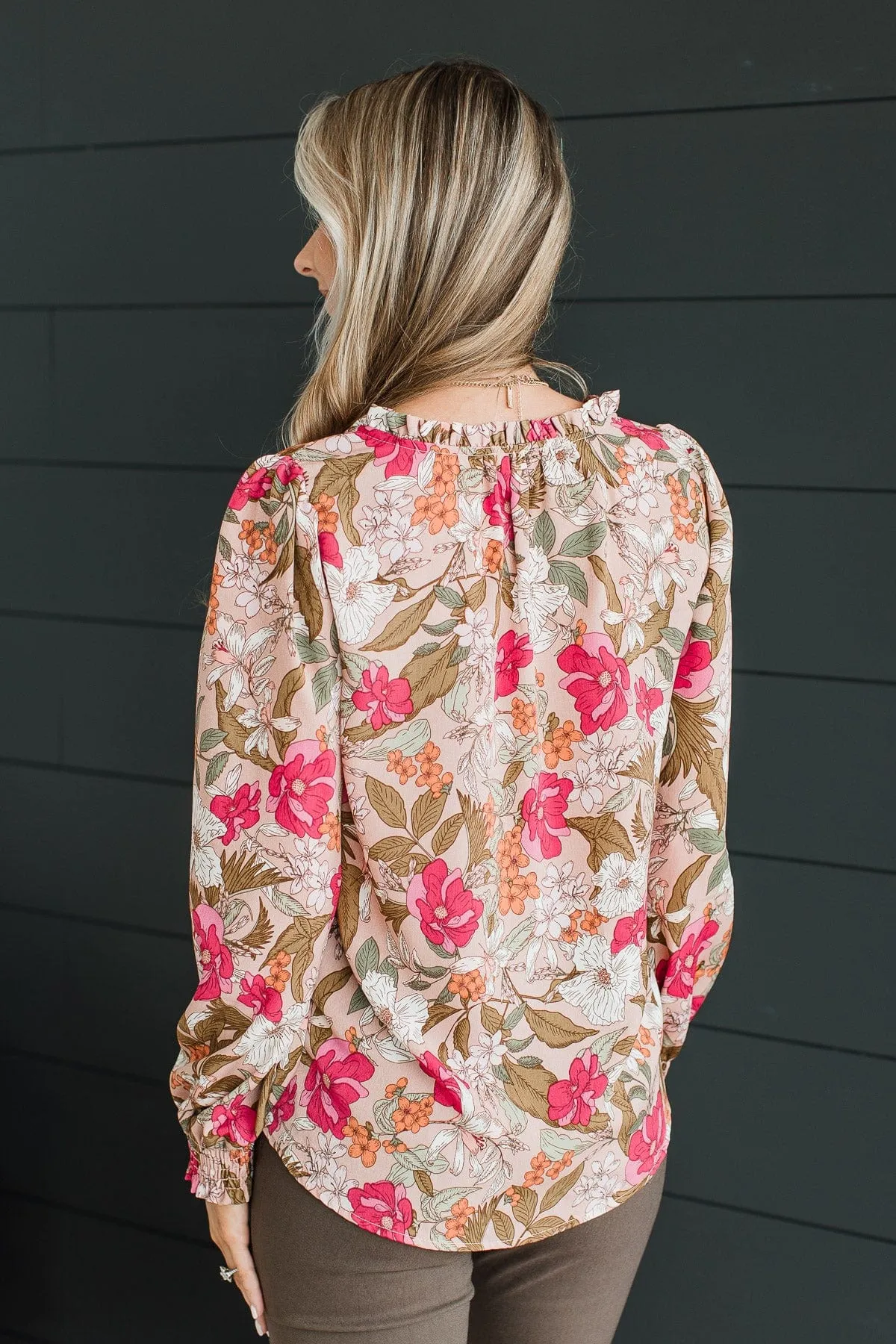 Captivate Your Heart Floral Blouse- Dusty Blush