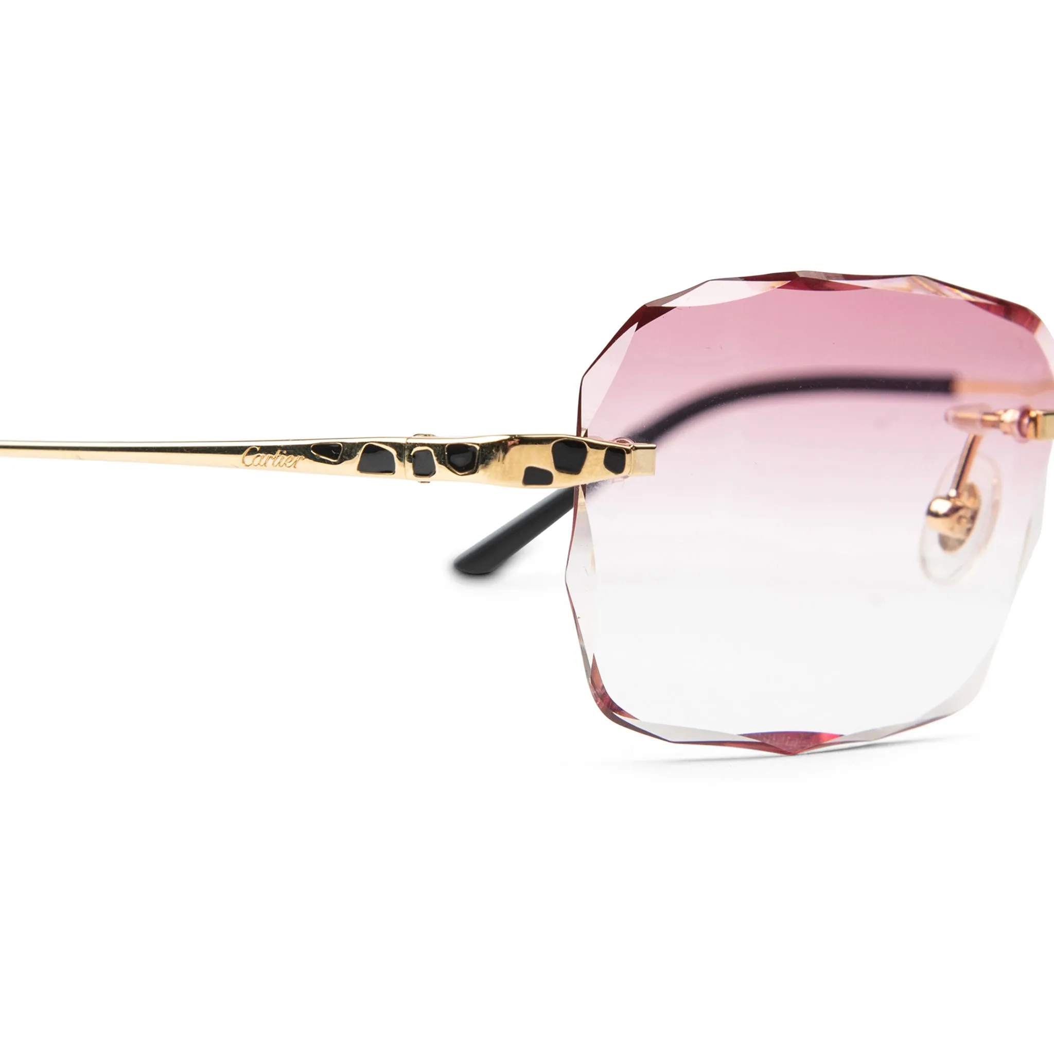 Cartier Eyewear Custom CT0309O-001 Panthère Gold Pink Rimless Sunglasses