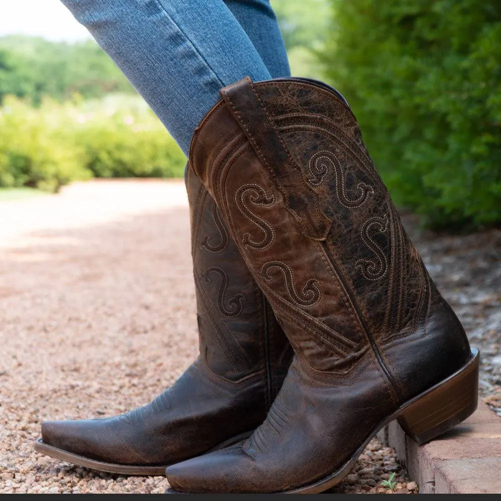 Cheyenne Cowgirl Boots | Women's Snipped Toe Leather Boots (M50041)