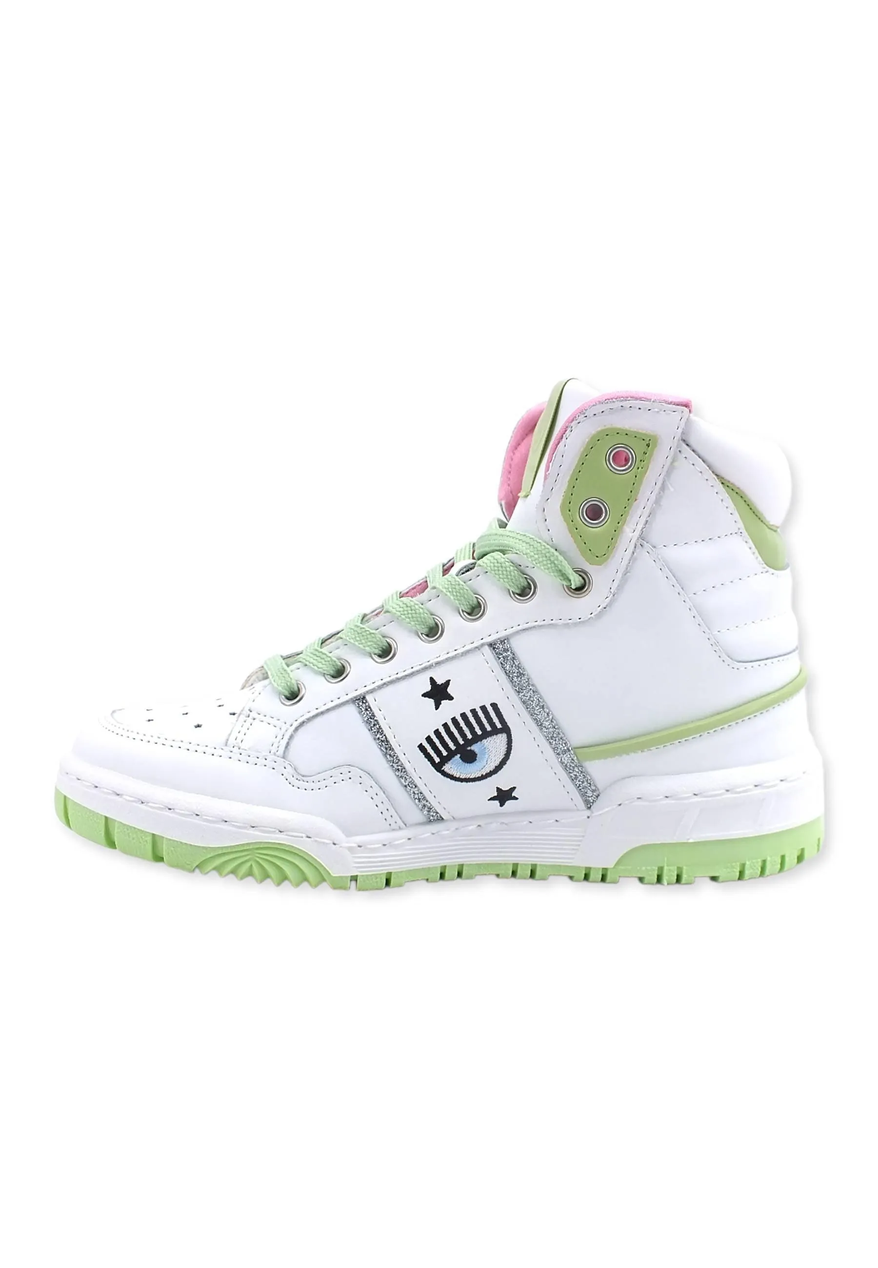 CHIARA FERRAGNI Sneaker High Donna White Light Green CF3006-159