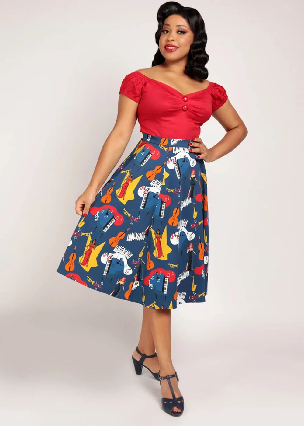 Collectif Matilde Jazz 50's Swing Skirt Multi