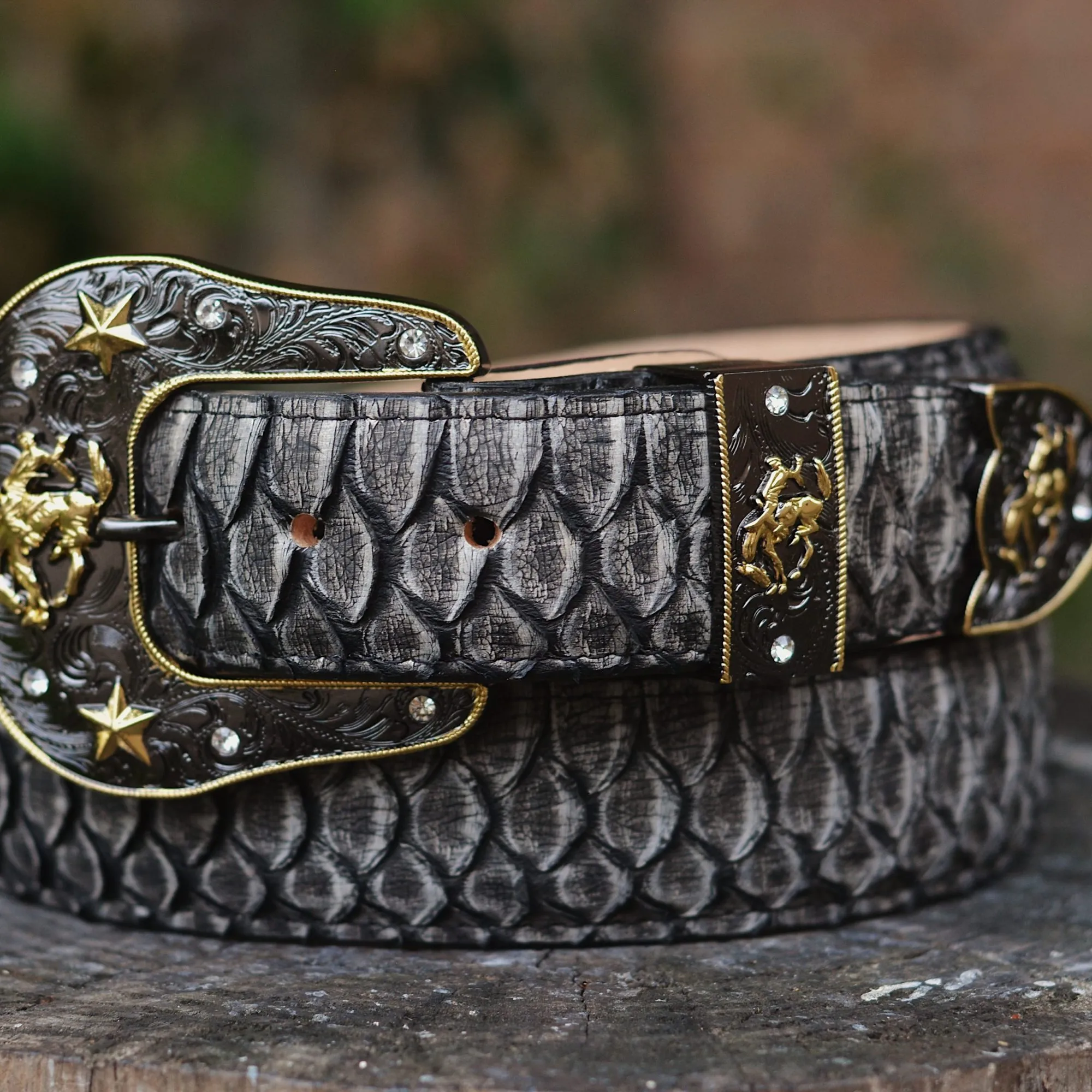 Exotic Bundle Python Safari Grey Square Toe Western Boots/Wallet/Belt