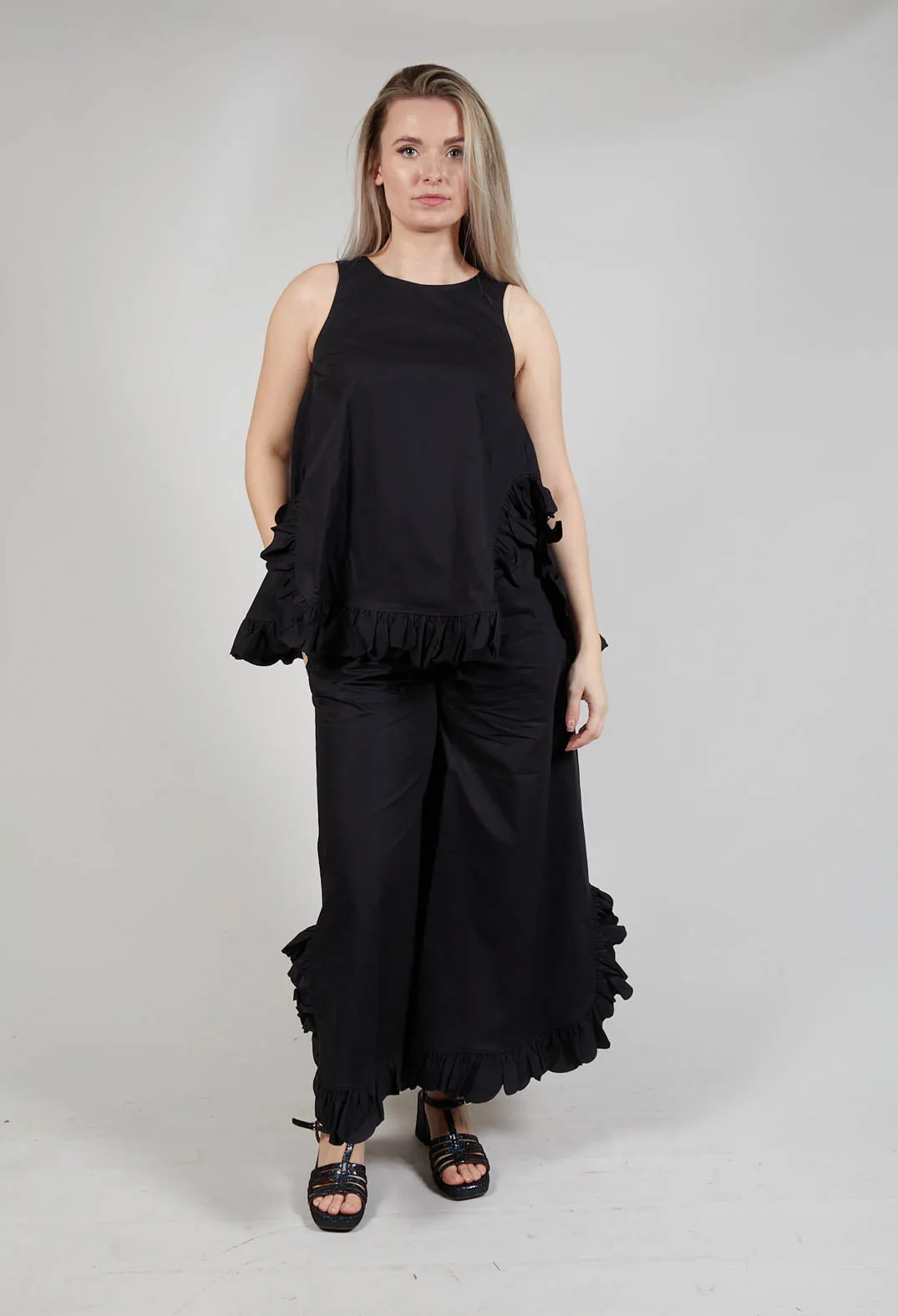 Frill Hemmed Blouse in Black