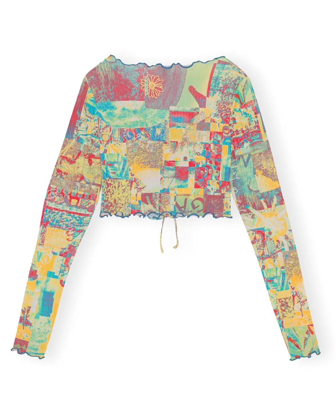 Ganni Printed Cropped Blouse Multicolour