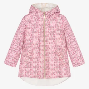 Girls Pink Padded Logo Coat