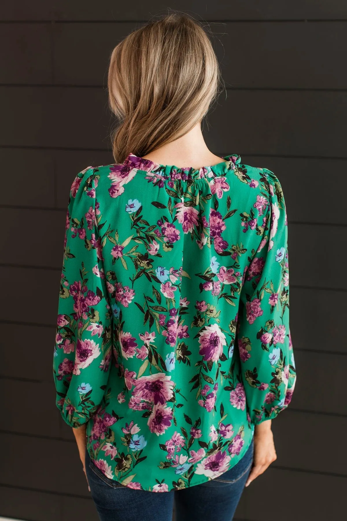 In Your Graces Floral Blouse- Kelly Green