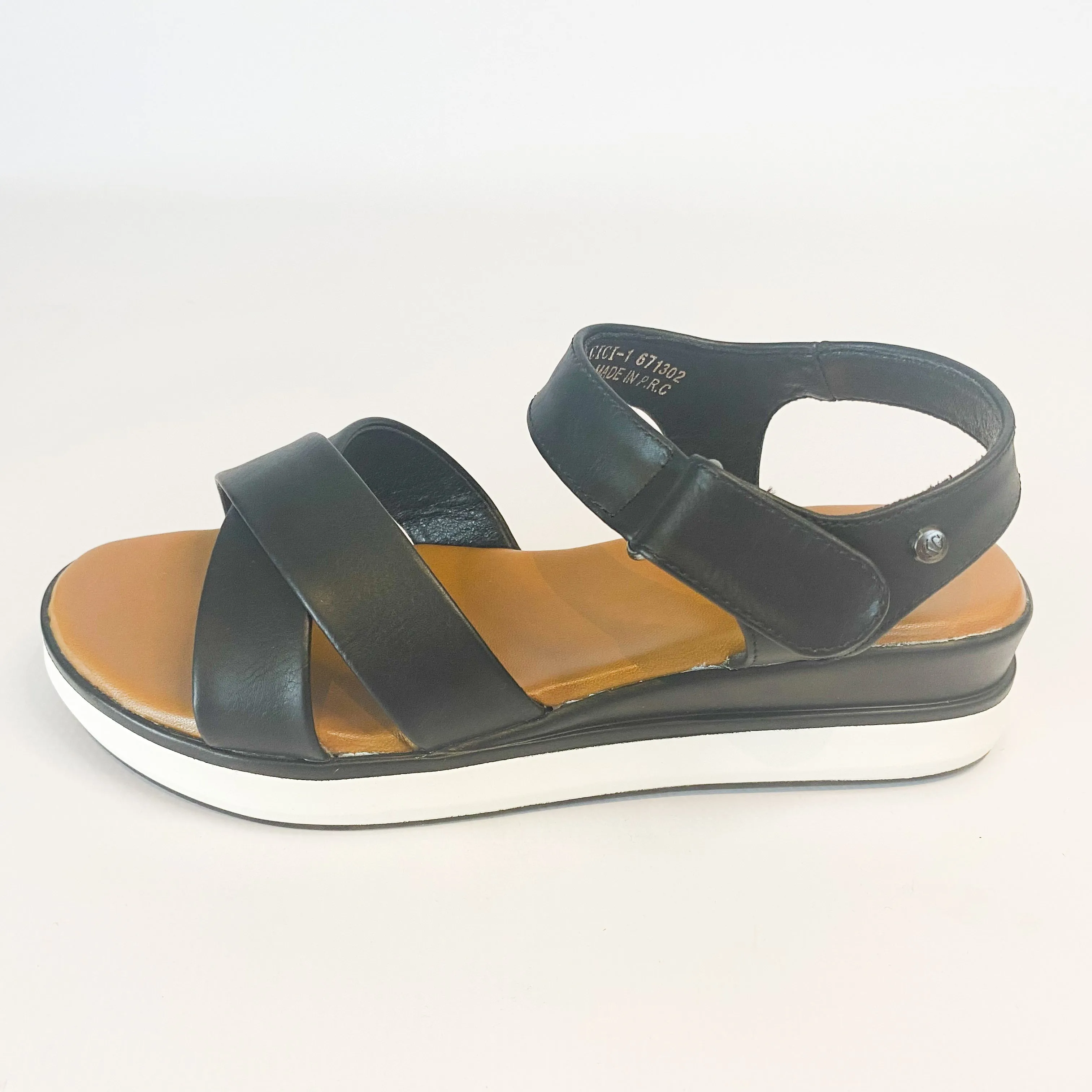 KG black crossover wedge sandal