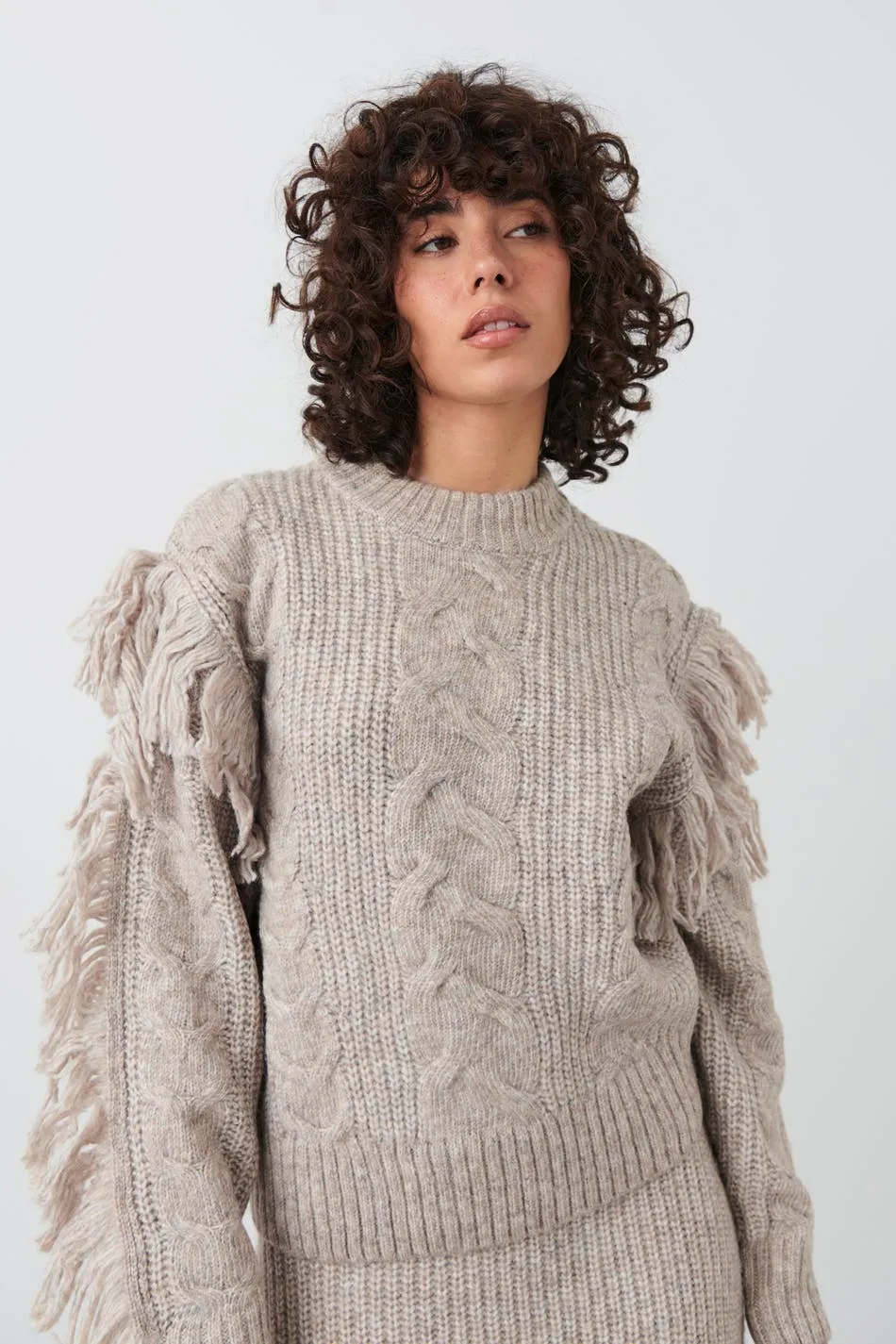 Knitted fringe sweater