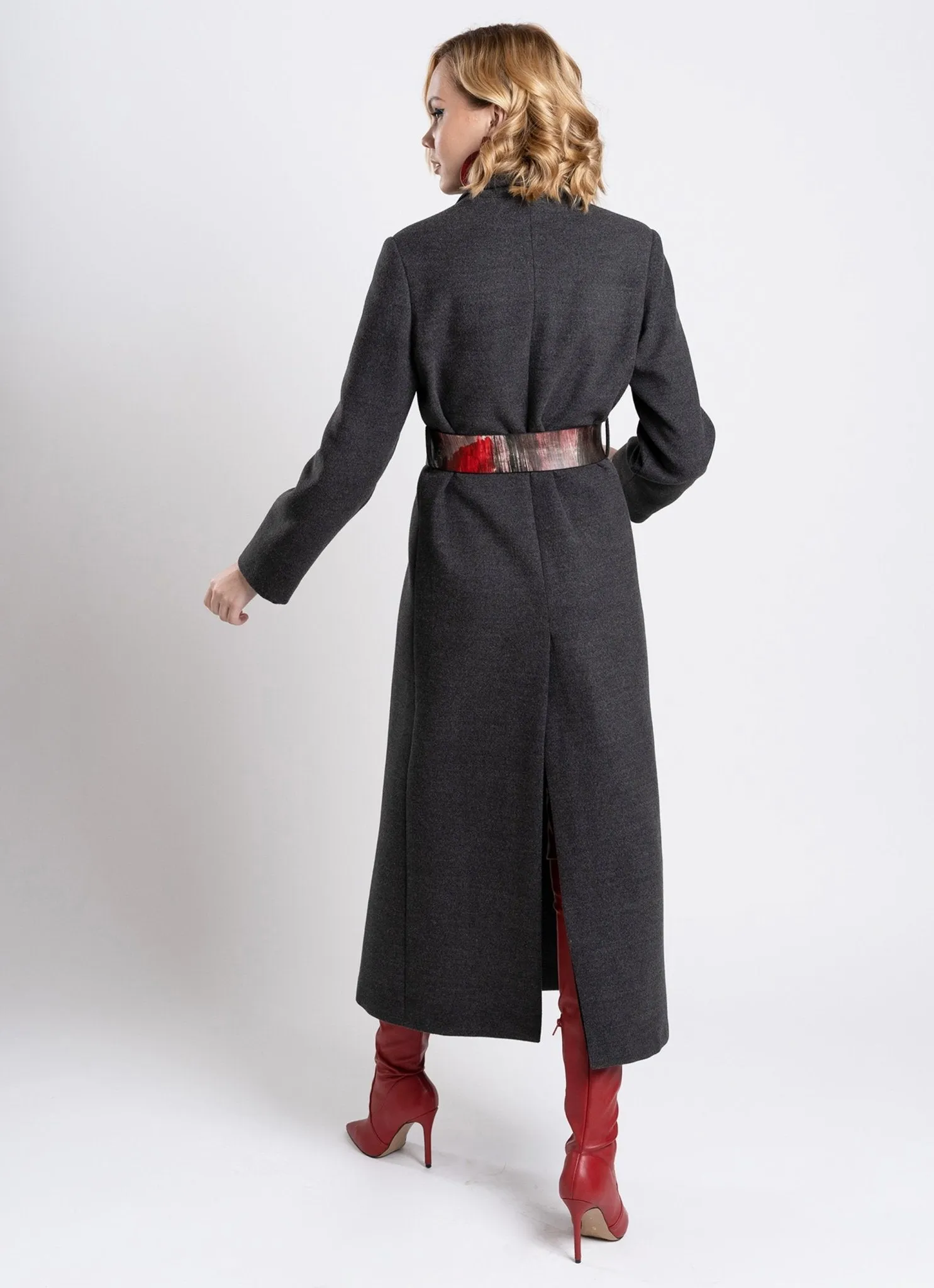 Maxi Coat with Leather Belt