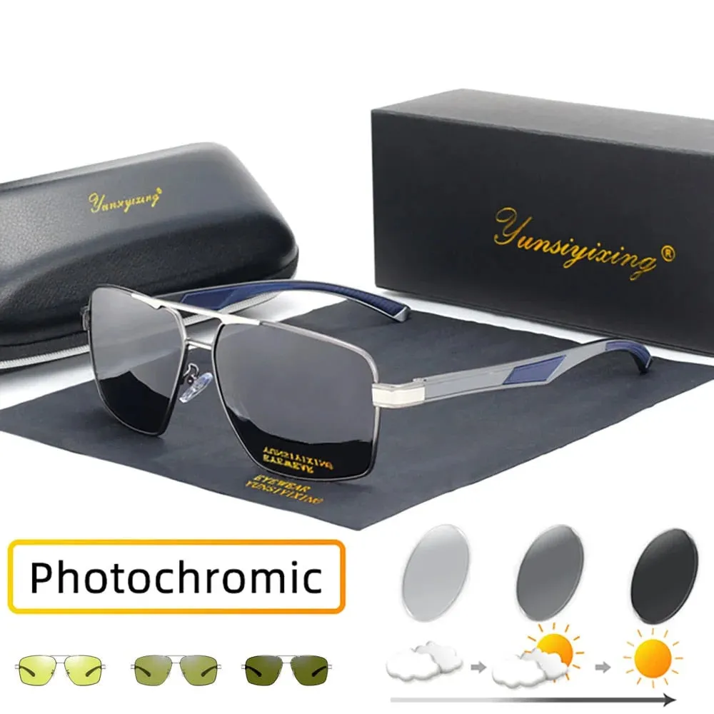 Men's Aluminum Polarized Photochromic Lens Mirror Coating Sunglasses