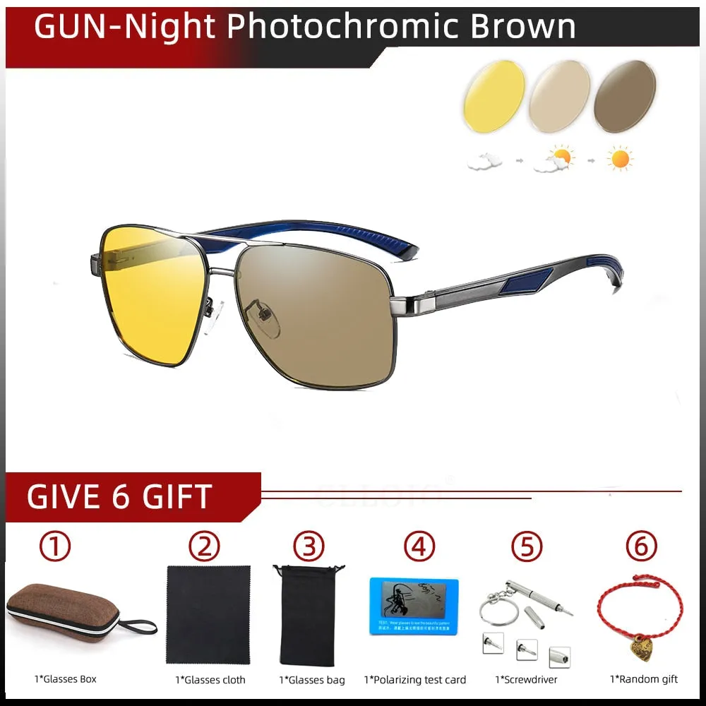 Men's Aluminum Polarized Photochromic Lens Mirror Coating Sunglasses