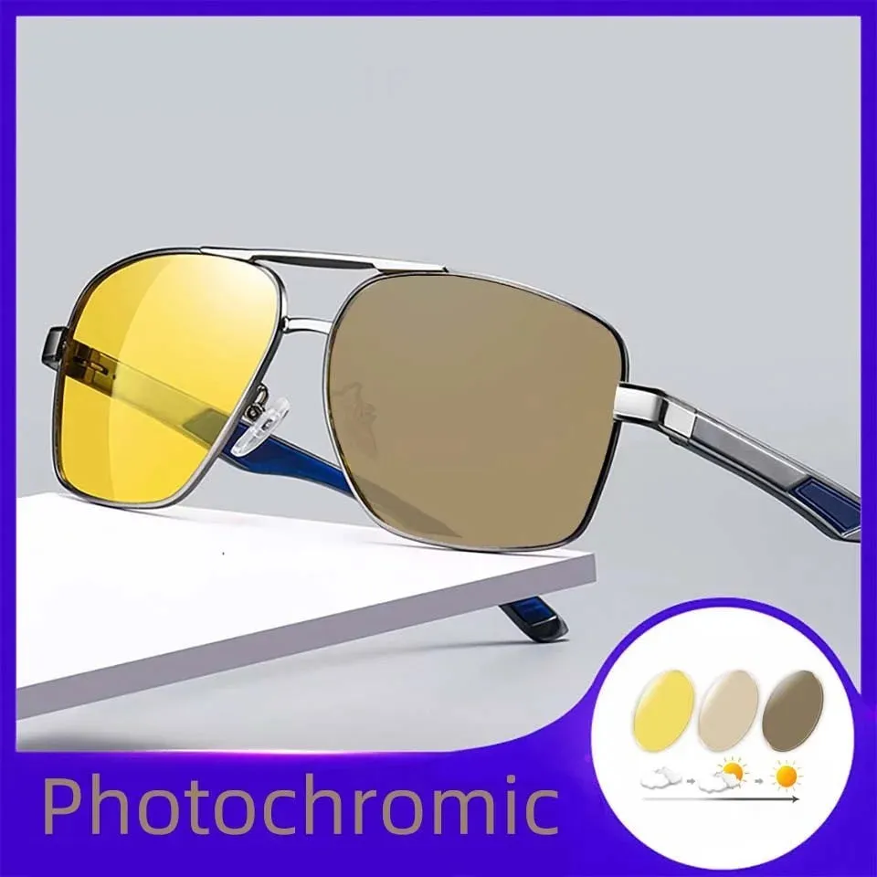 Men's Aluminum Polarized Photochromic Lens Mirror Coating Sunglasses