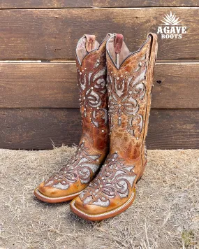 MIRANDA GOLD | WOMEN SQUARE TOE COWBOY BOOTS