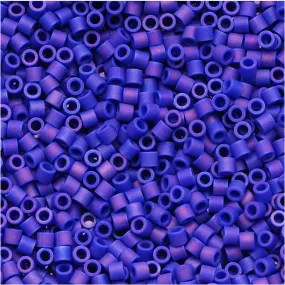 Miyuki Delica Seed Beads, 15/0 Size Matte Opaque Dark Blue AB DBS880, Bulk Bag (50g)