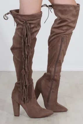 Nula Mocha Tassel Knee High Boots