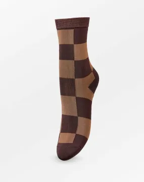 PETULA CHECK SOCK -  FONDUE FUDGE