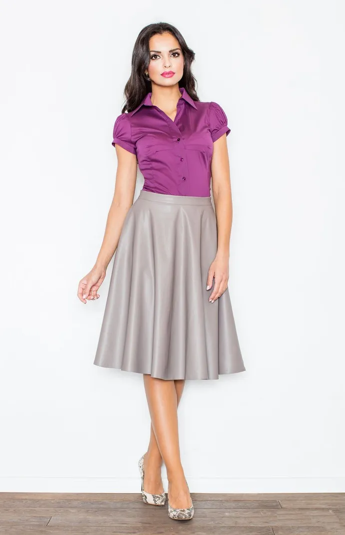 Puff short sleeves aubergine blouse