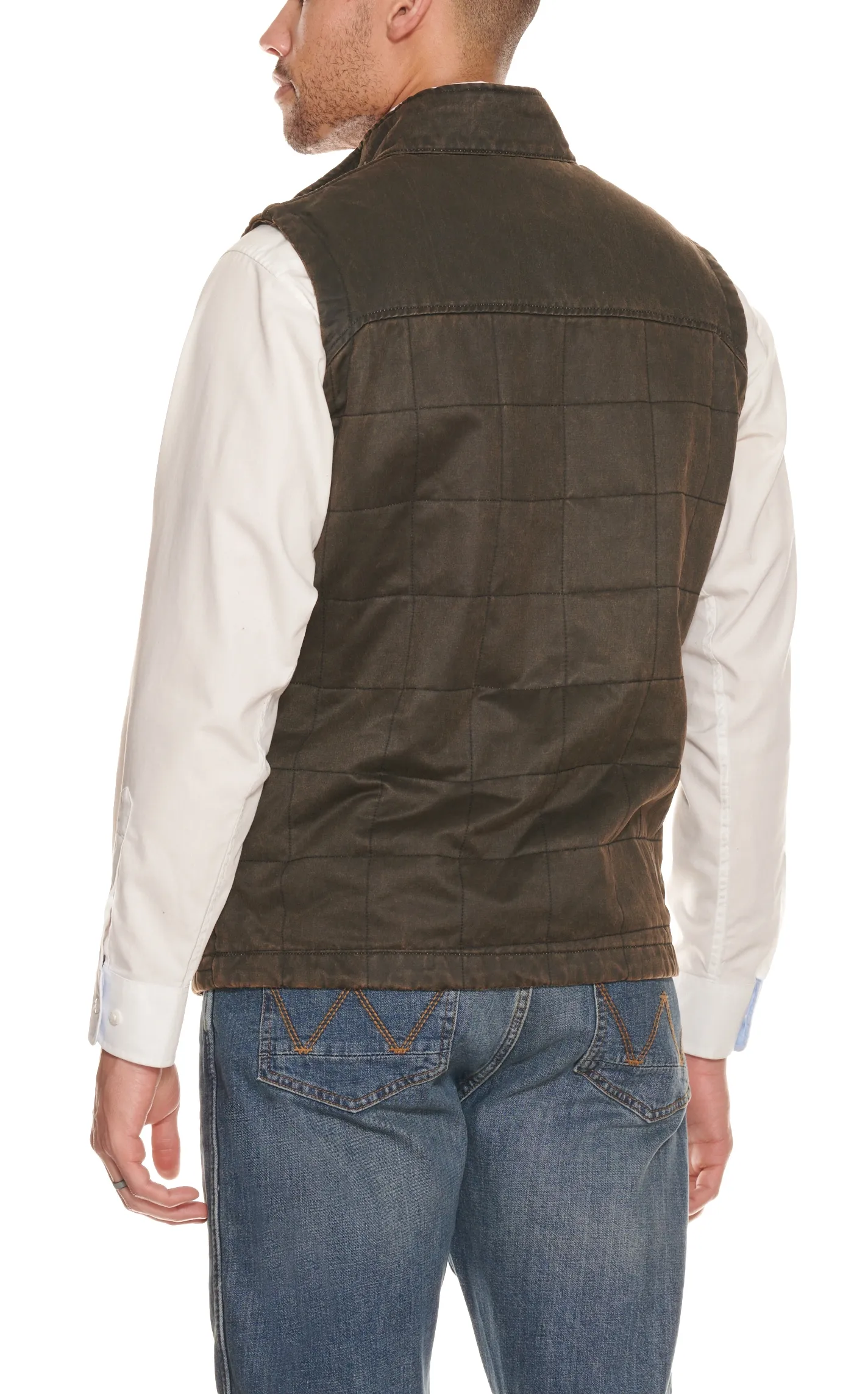 Rafter C Men's Dark Brown Quilted Faux Oil Skin Vest