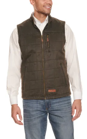 Rafter C Men's Dark Brown Quilted Faux Oil Skin Vest