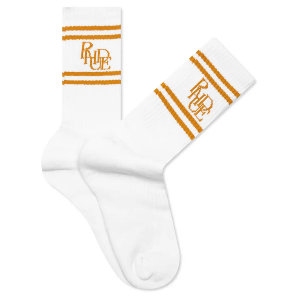 Scramble Sock - White/Mustard