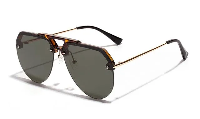 Semi-Rimless Alloy Frame Polycarbonate Lens Unisex Gradient Sunglasses