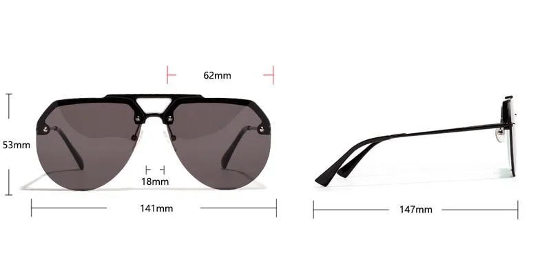 Semi-Rimless Alloy Frame Polycarbonate Lens Unisex Gradient Sunglasses