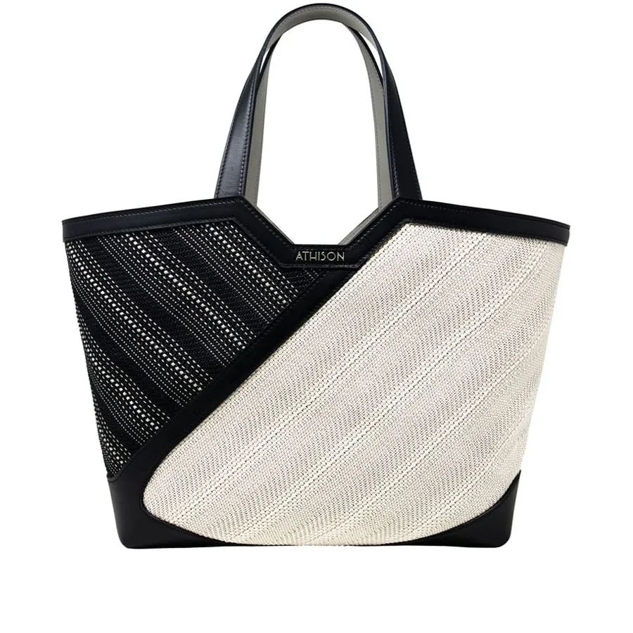 Shopping bag  “Andolla ” in Cotone intrecciato e Pelle