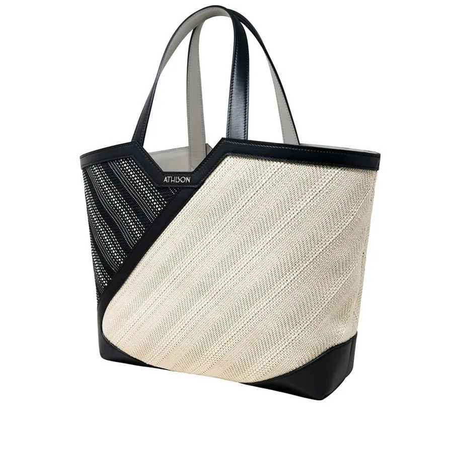 Shopping bag  “Andolla ” in Cotone intrecciato e Pelle