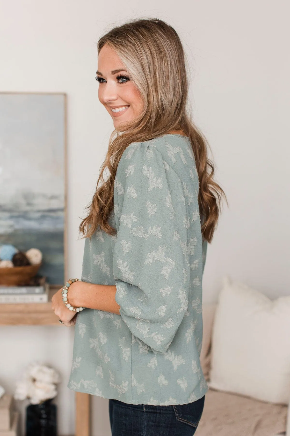 Sweet Compliments Floral Blouse- Sage