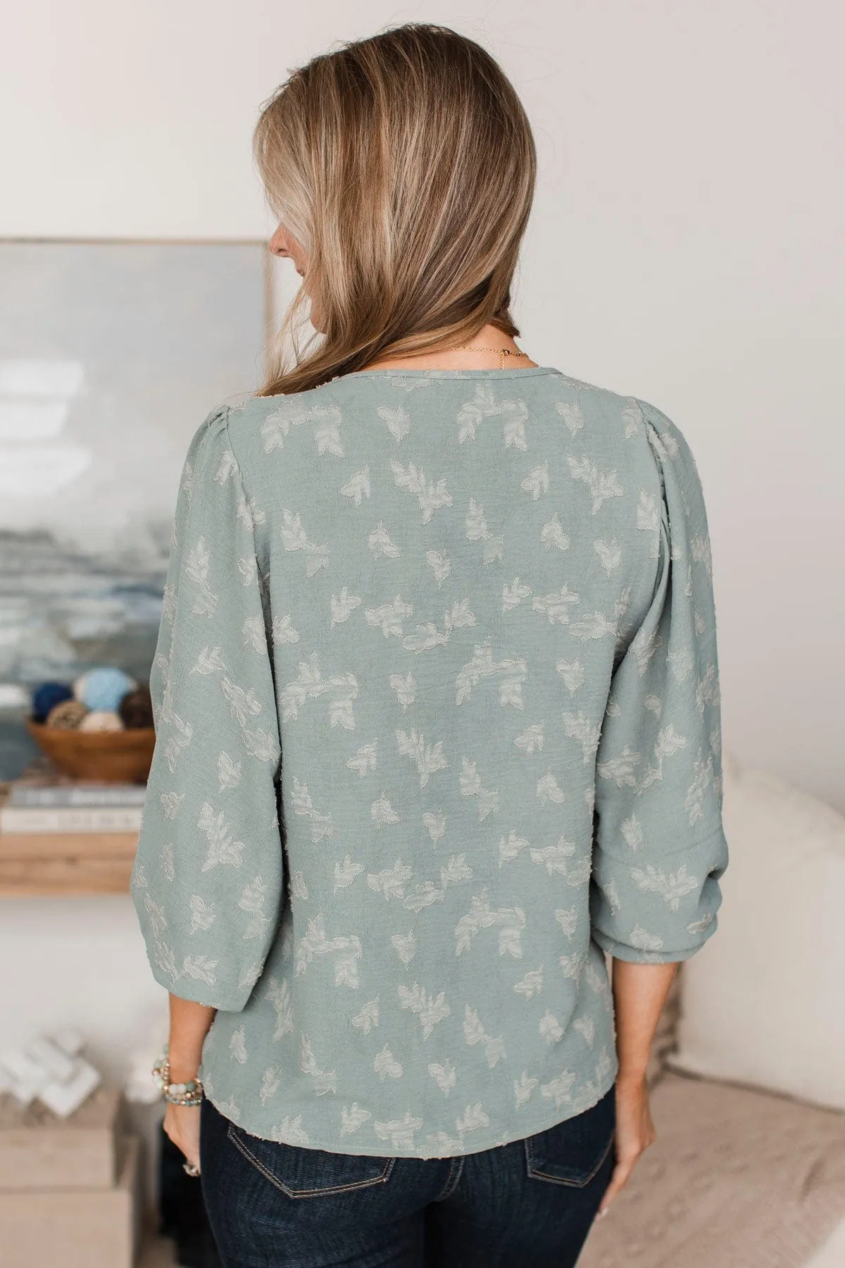 Sweet Compliments Floral Blouse- Sage