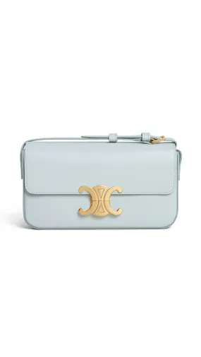 Triomphe Shoulder Bag in Shiny Calfskin - Soft Blue