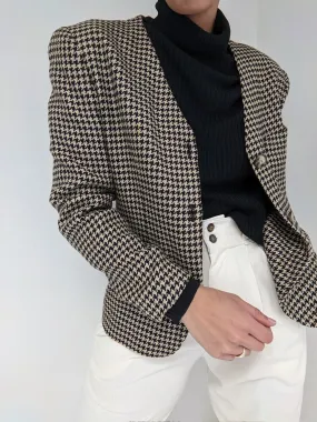 Vintage Woven Houndstooth Blazer