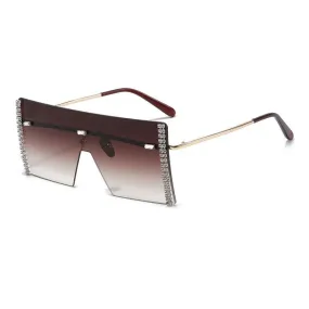 Women's Stainless Steel Square Shape Gradient Steampunk Sunglasses