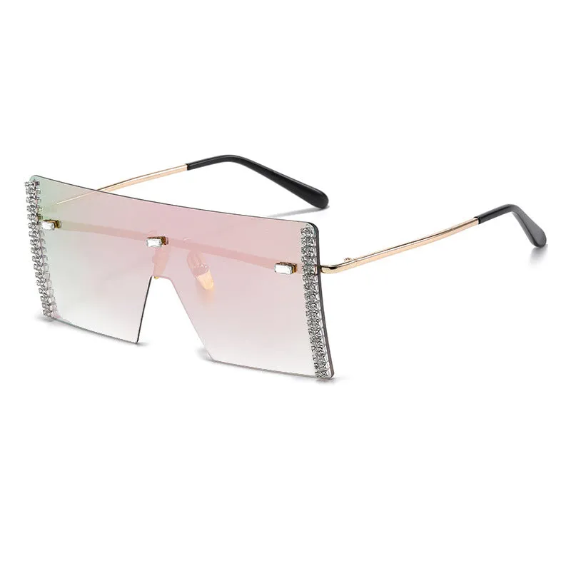 Women's Stainless Steel Square Shape Gradient Steampunk Sunglasses