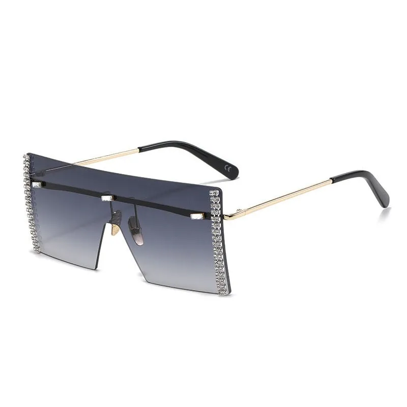 Women's Stainless Steel Square Shape Gradient Steampunk Sunglasses