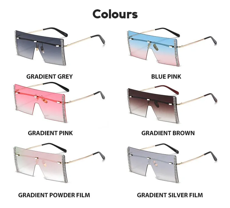 Women's Stainless Steel Square Shape Gradient Steampunk Sunglasses