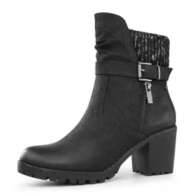 Women's Zipper Chunky Heel Ankle Booties