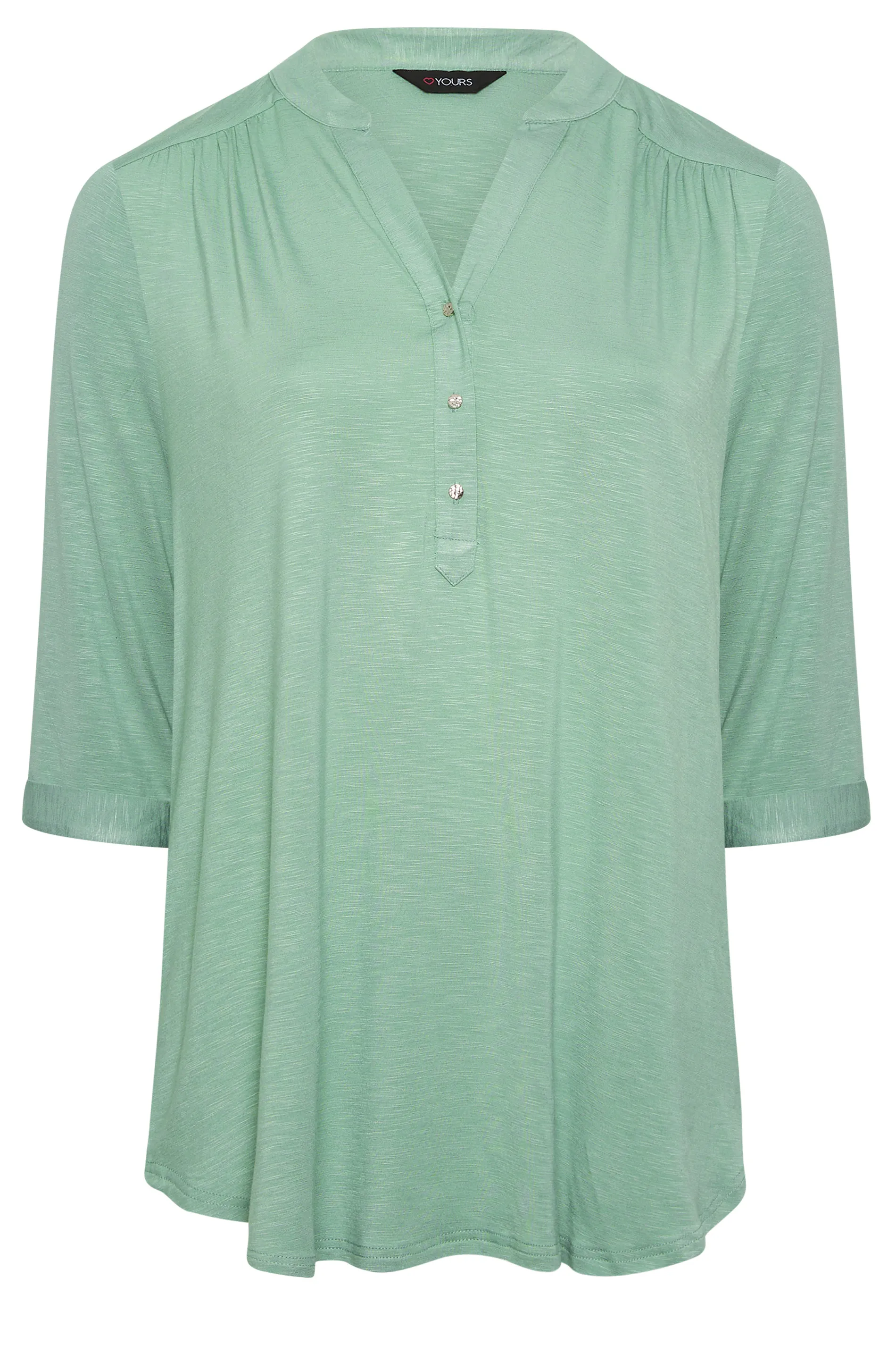 YOURS Curve Green Half Placket Blouse